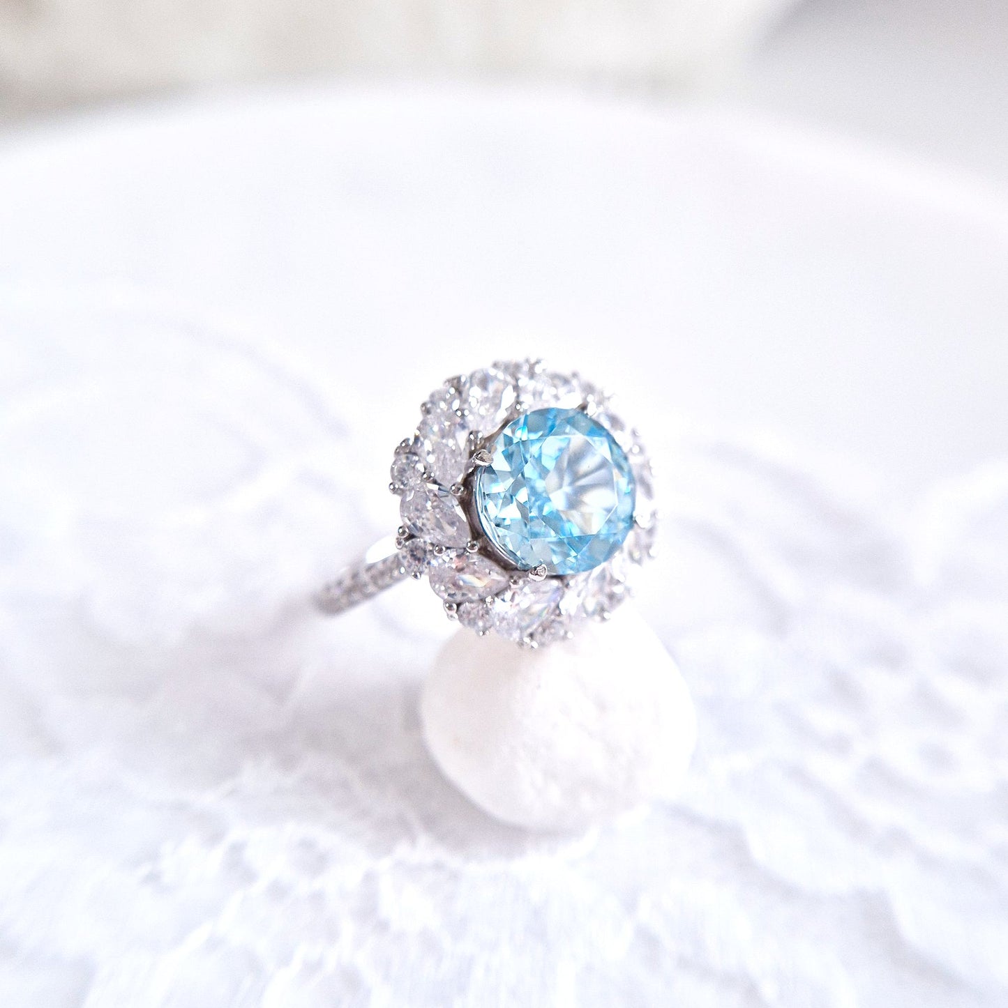 Ring Zirkonia Eis blau, Zirkonia Ring, Silberring, Damenring, Ring, Bague, ring cz blue, boue zirconia, anello, anello blu