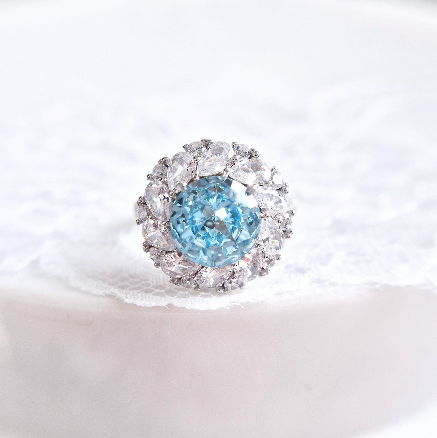 Ring Zirkonia Eis blau, Zirkonia Ring, Silberring, Damenring, Ring, Bague, ring cz blue, boue zirconia, anello, anello blu
