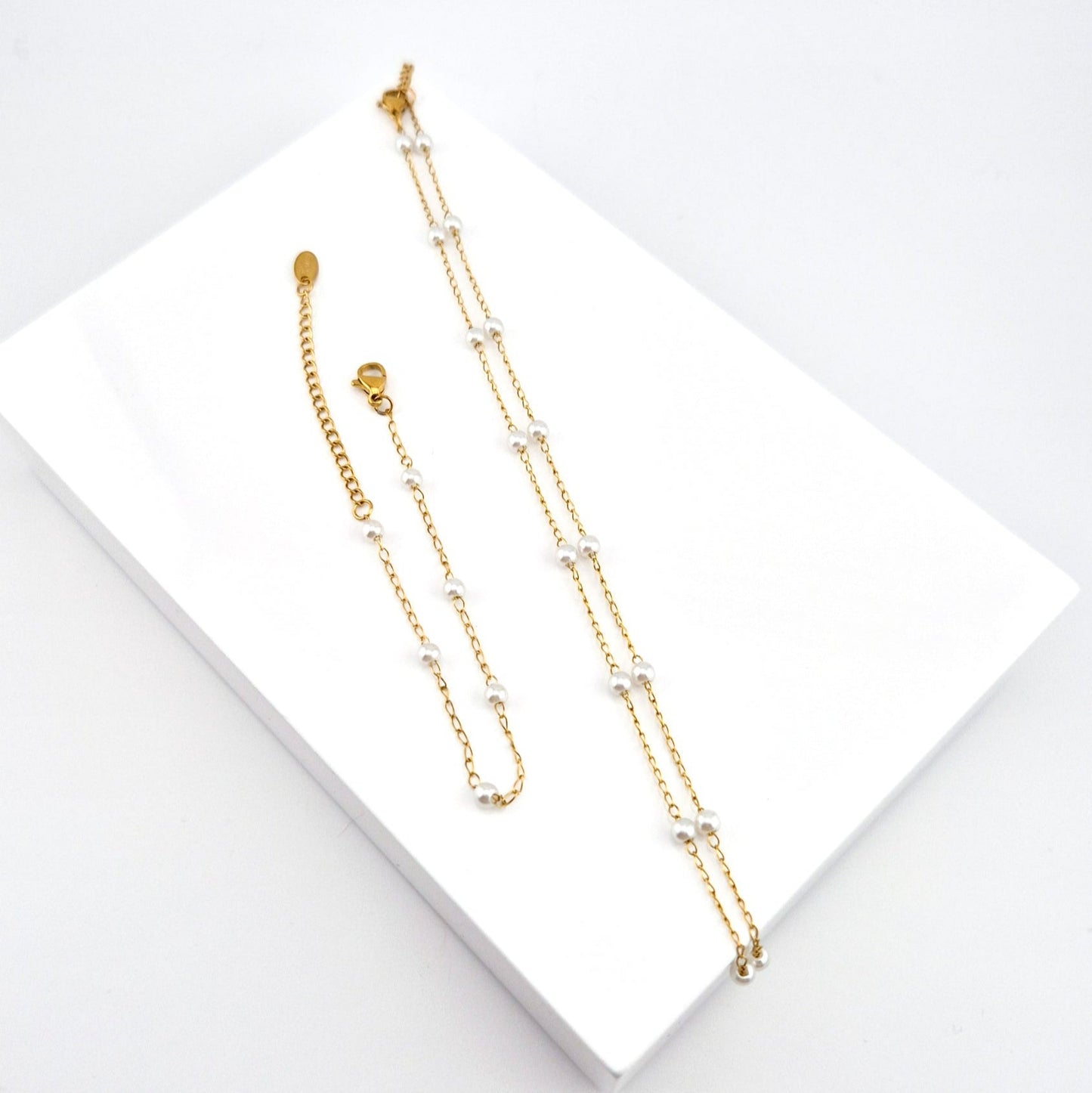 Schmuckset Minimalist Perlen, Schmuckset minimalistische Perlen, Jewelry set pearls, Jewelry set minimalist pearls, set de bijoux perles minimaliste, goldenes Schmuckset, Schmuckset, set de bijoux