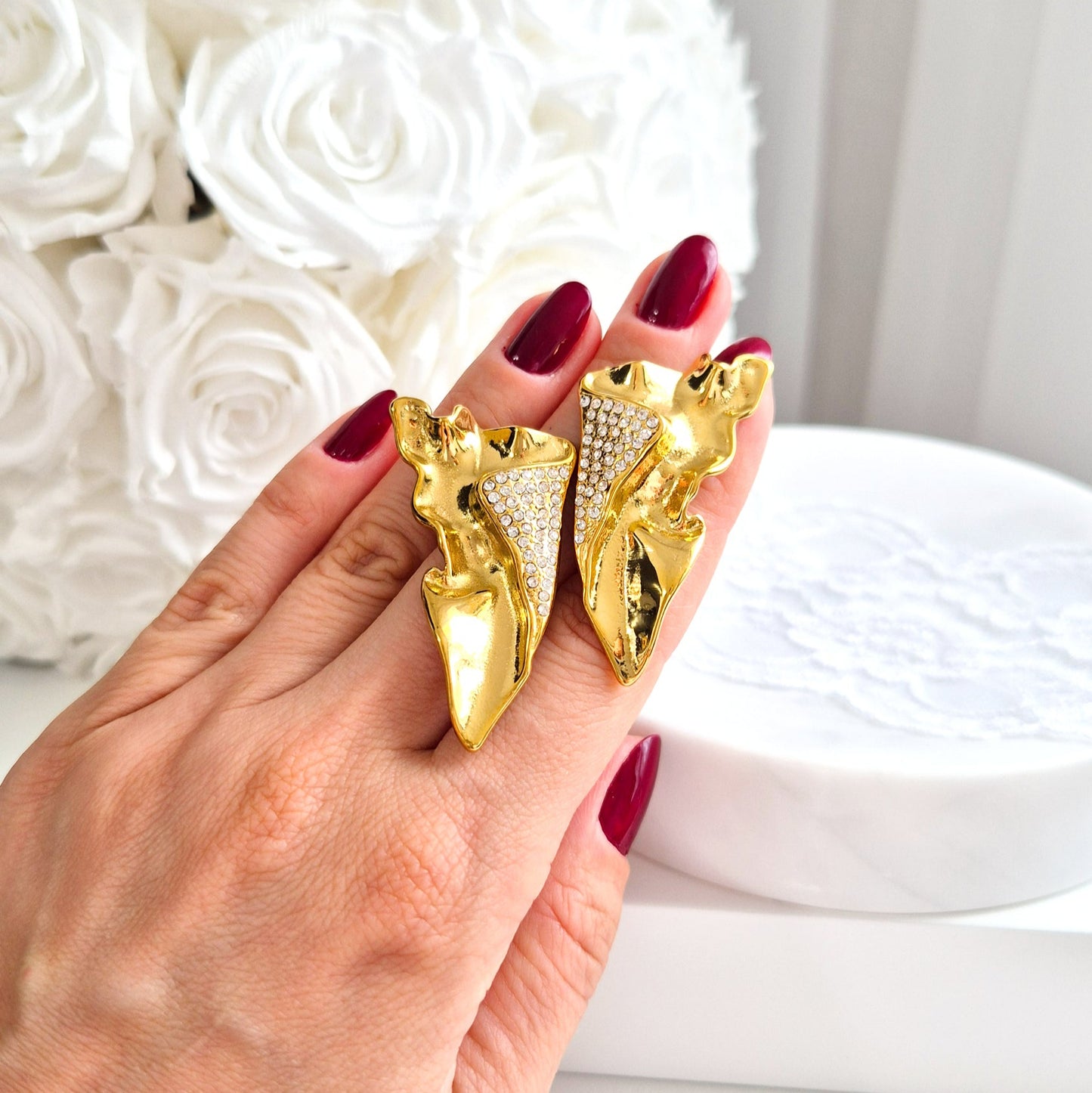 Statement earrings, Statemen Ohrringe, Ohrstecker, goldene Ohrringe, boucles doreilles, orecchini, earrings, gold earrings