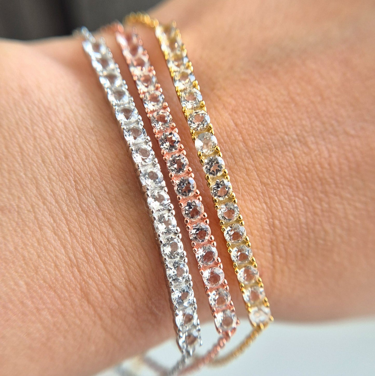 White Topaz Bracelet, Weiss Topas Armband, Topas Armband, Silber Armband, Gold Armband, Rosegold Amband, Tennis Armband, Frauen Armband, elegantes Armband, zeitloses Armband, Silver Bracelet, Tennis Bracelet, golden Braclelet, rose gold bracelet, timeless bracelet, feminine bracelet, bracelet for her, bracelet for him