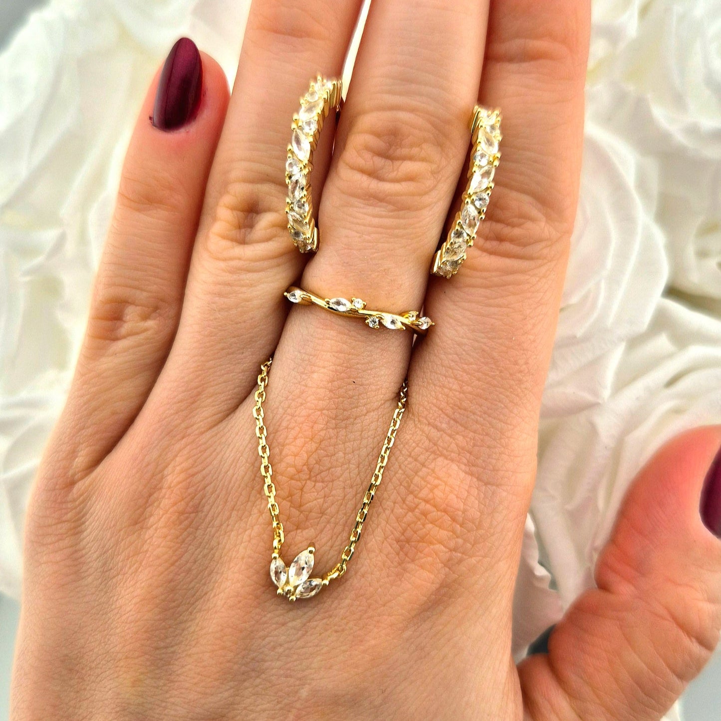 Weiss Topas Schmuckset gold, White topaz Jewelry set gold, dainty jewelry set for her in gold, Topaz Earrings, Topas Ohrringe, Topaz hoops, Topaz Ring, Weiss Topas Ring, White Topaz Necklace