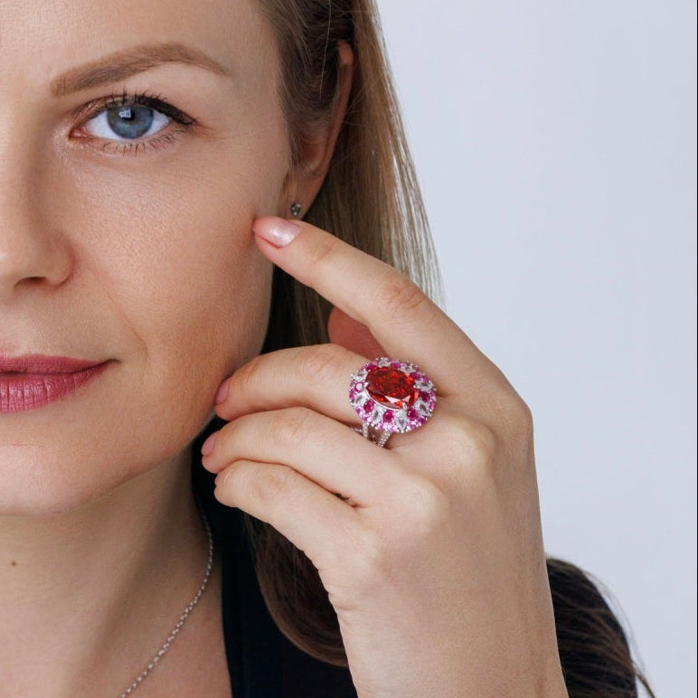 Zirkonia Ring red passion, CZ Silver Ring, roter Zirkonia Ring Silber, Silberring, Damenring, Fingerring, bague, Anello, ring, roter Ring, red ring, ruby ring, Rubin Ring
