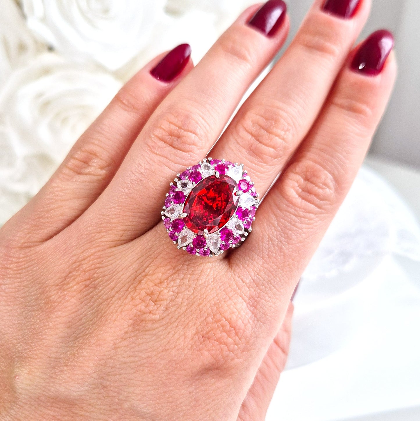 Zirkonia Ring red passion, CZ Silver Ring, roter Zirkonia Ring Silber, Silberring, Damenring, Fingerring, bague, Anello, ring, roter Ring, red ring, ruby ring, Rubin Ring