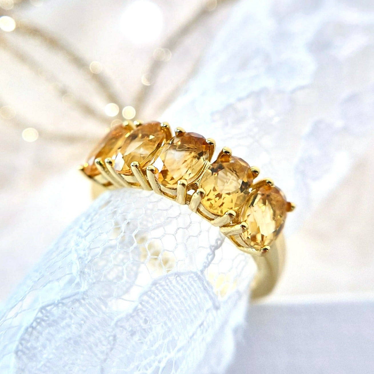 Citrin Ring, Citrine Ring, vergoldeter Ring mit Citrin Edelstein, gold plated silver ring with citrine gemstone, Zitrin Ring, yellow quartz ring