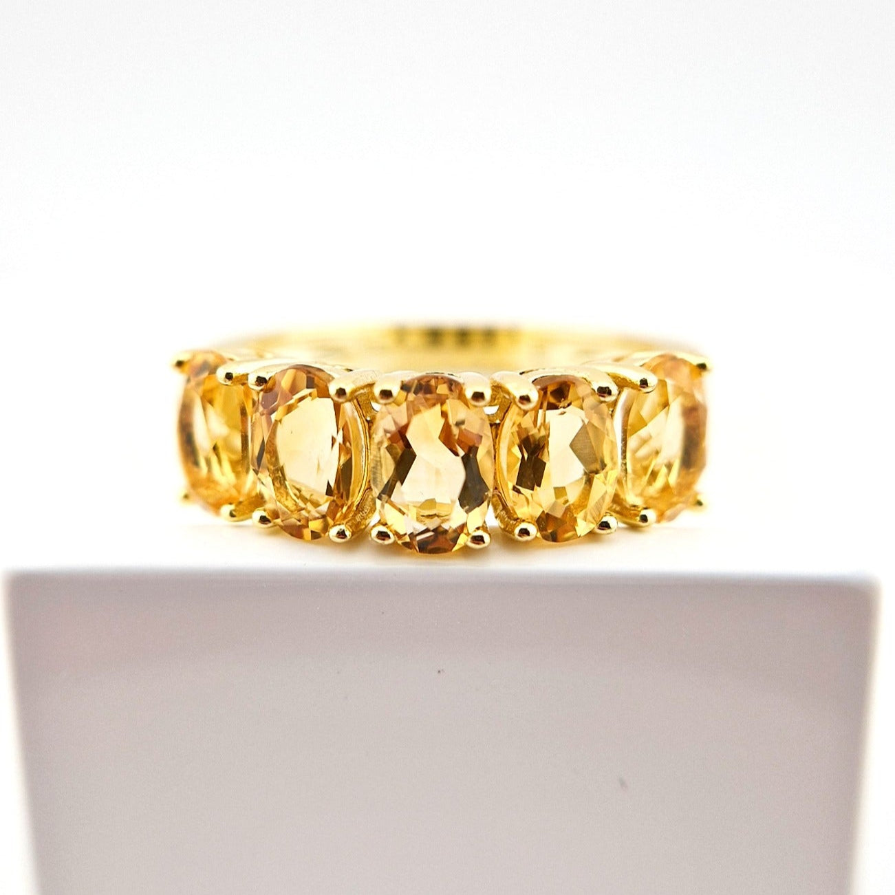 Citrin Ring, Citrine Ring, vergoldeter Ring mit Citrin Edelstein, gold plated silver ring with citrine gemstone, Zitrin Ring, yellow quartz ring