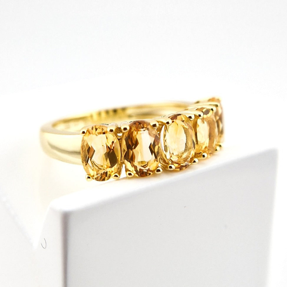 Citrin Ring, Citrine Ring, vergoldeter Ring mit Citrin Edelstein, gold plated silver ring with citrine gemstone, Zitrin Ring, yellow quartz ring