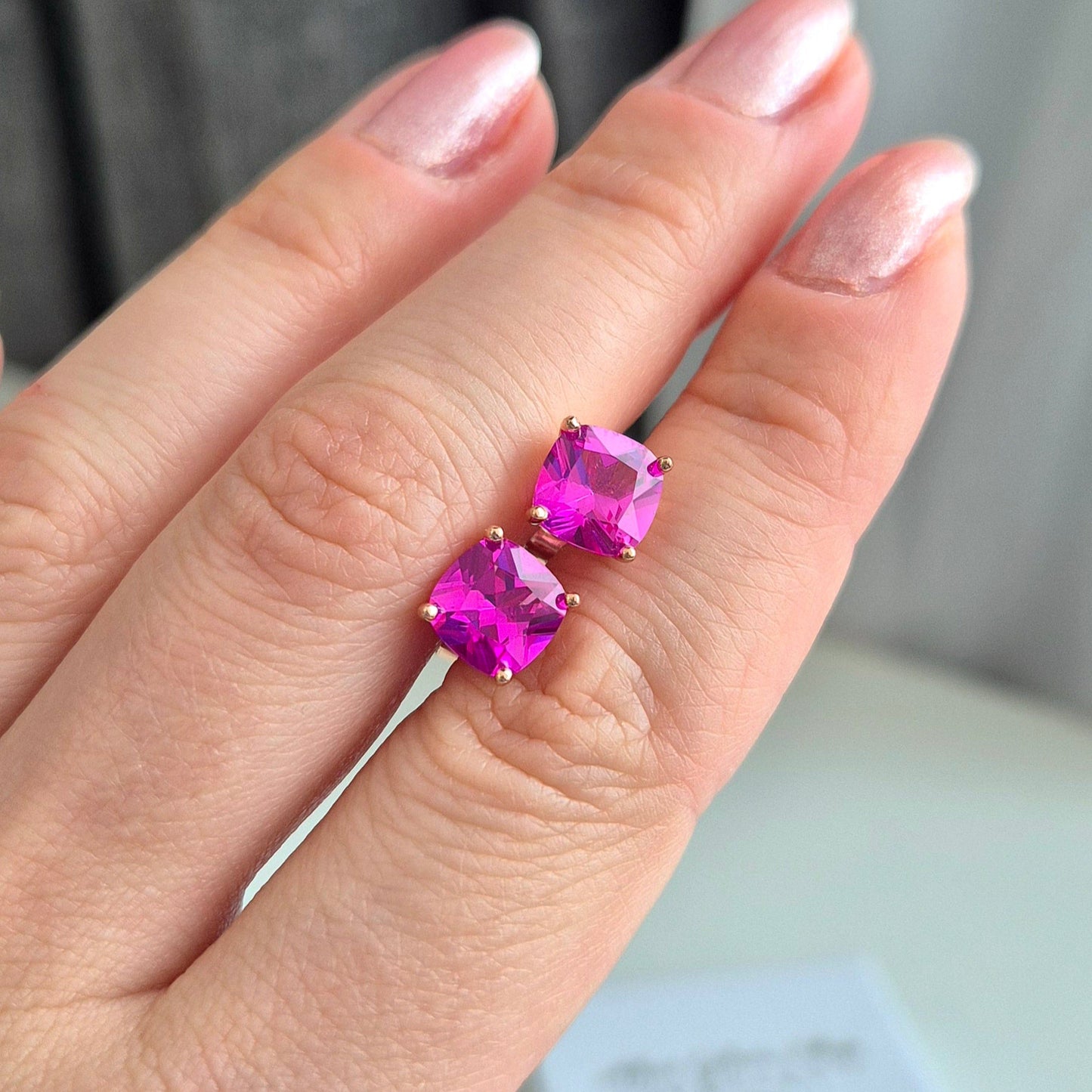 Rosa Saphir Ohrstecker, Pink sapphire stud earrings, Saphir Ohrringe, Sapphire earrings, Ohrschmuck, Rosa Ohrringe Pink earrings, hot pink sapphire earrings, hot pink earrings, Ohrschmuck, Ohrstecker, Ohrringe, studs, earrings, stud earrings