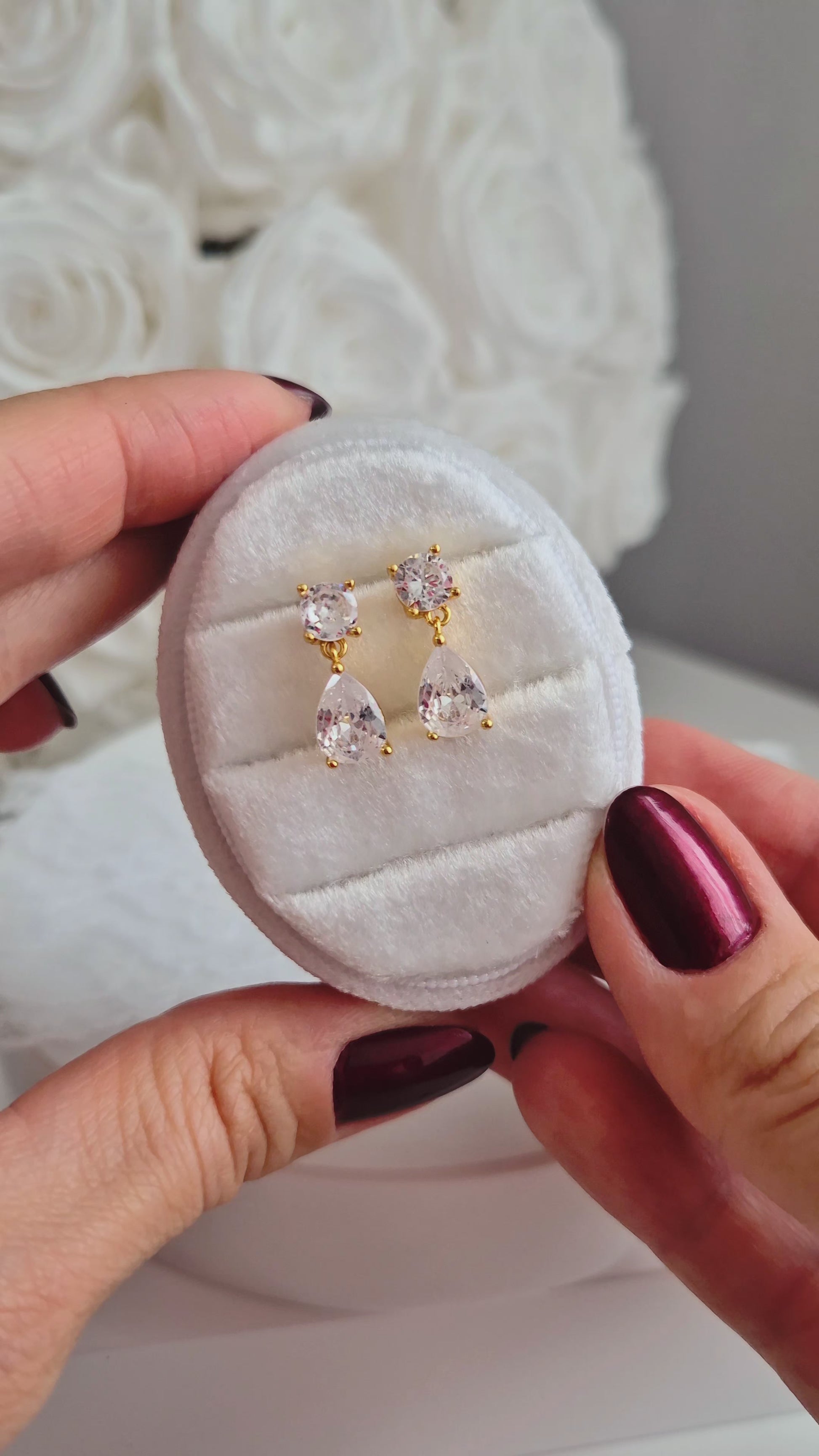 Tropfen Ohrringe gold, drop earrings gold, boucles doreilles, cz earrings, cz ohrringe, goldene Ohrringe, Ohrstecker vergoldet