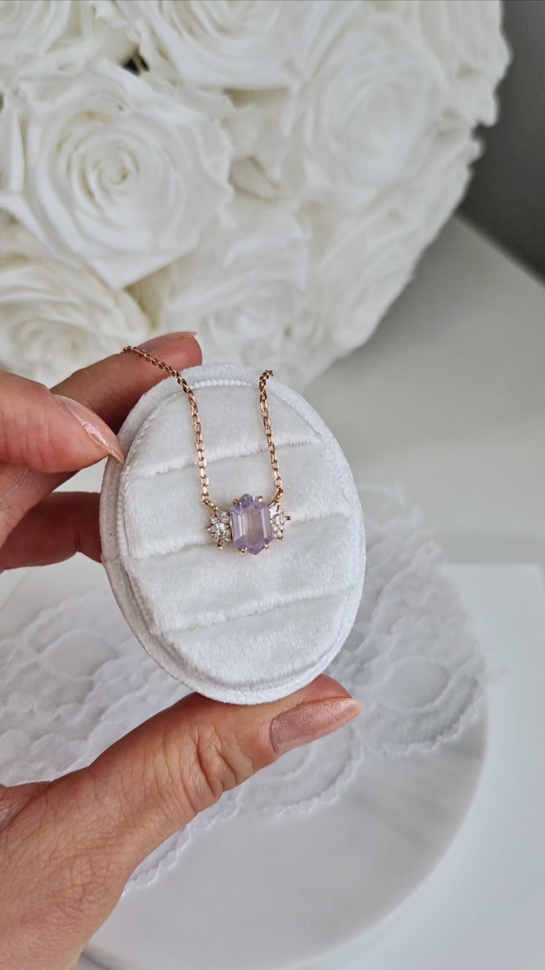 Lavendelquarz Halskette, Lavendel Quarz Kette, Lavender quartz necklace, lavender quartz, Lavendelquarz, Halskette, necklace, Collier en quartz lavande, Collana in quarzo lavanda, Rosegold Halskette, Rose gold necklace, Halskette, rosegold Kette, Collana, collier, pendant necklace, lavender necklace, Lavendel Halskette