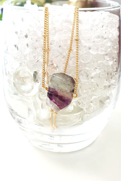 Green Fluorite Necklace, Florit Halskette, Florit Anhänger Kette, Kette mit Edelstein Anhänger grün Florit goldene Halskette mit Fluorit Edelstein Anhänger  Natursteinen Fluorite Golkette