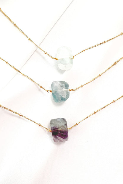 Green Fluorite Necklace, Florit Halskette, Florit Anhänger Kette, Kette mit Edelstein Anhänger grün Florit goldene Halskette mit Fluorit Edelstein Anhänger  Natursteinen Fluorite Golkette