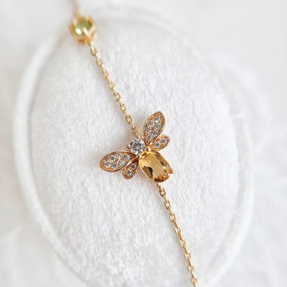 Bee bracelet, citrine bracelet, peridot birthstone, Bienen Armband, silver chain gold-plated, silber Armband vergoldet, Schmuck, Armband, Damenschmuck, jewelry, jewellery, bracelet, citrine gemstone bracelet, bracciale,  chmuck, Bienen Schmuck, bee jewelry, damen armschmuck, schmuck für sie, gift for her, birthday gift, jewelry present