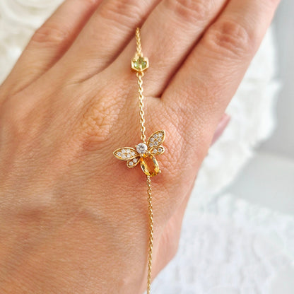 Bee bracelet, citrine bracelet, peridot birthstone, Bienen Armband, silver chain gold-plated, silber Armband vergoldet, Schmuck, Armband, Damenschmuck, jewelry, jewellery, bracelet, citrine gemstone bracelet, bracciale,  chmuck, Bienen Schmuck, bee jewelry, damen armschmuck, schmuck für sie, gift for her, birthday gift, jewelry present