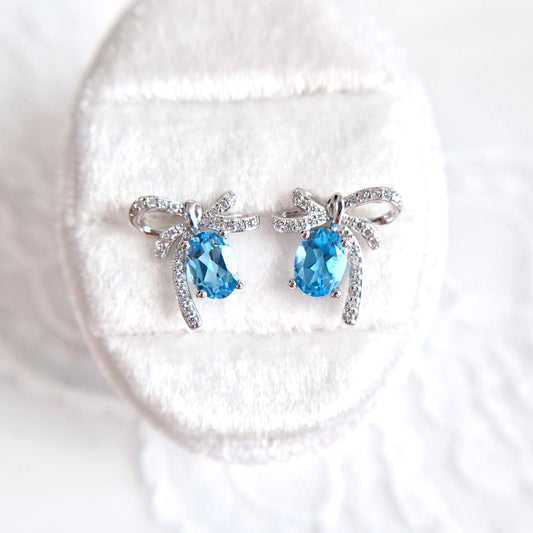 Bow studs, Schlaufen Ohrstecker, Silber Ohrringe, Clous, Boucles doreilles