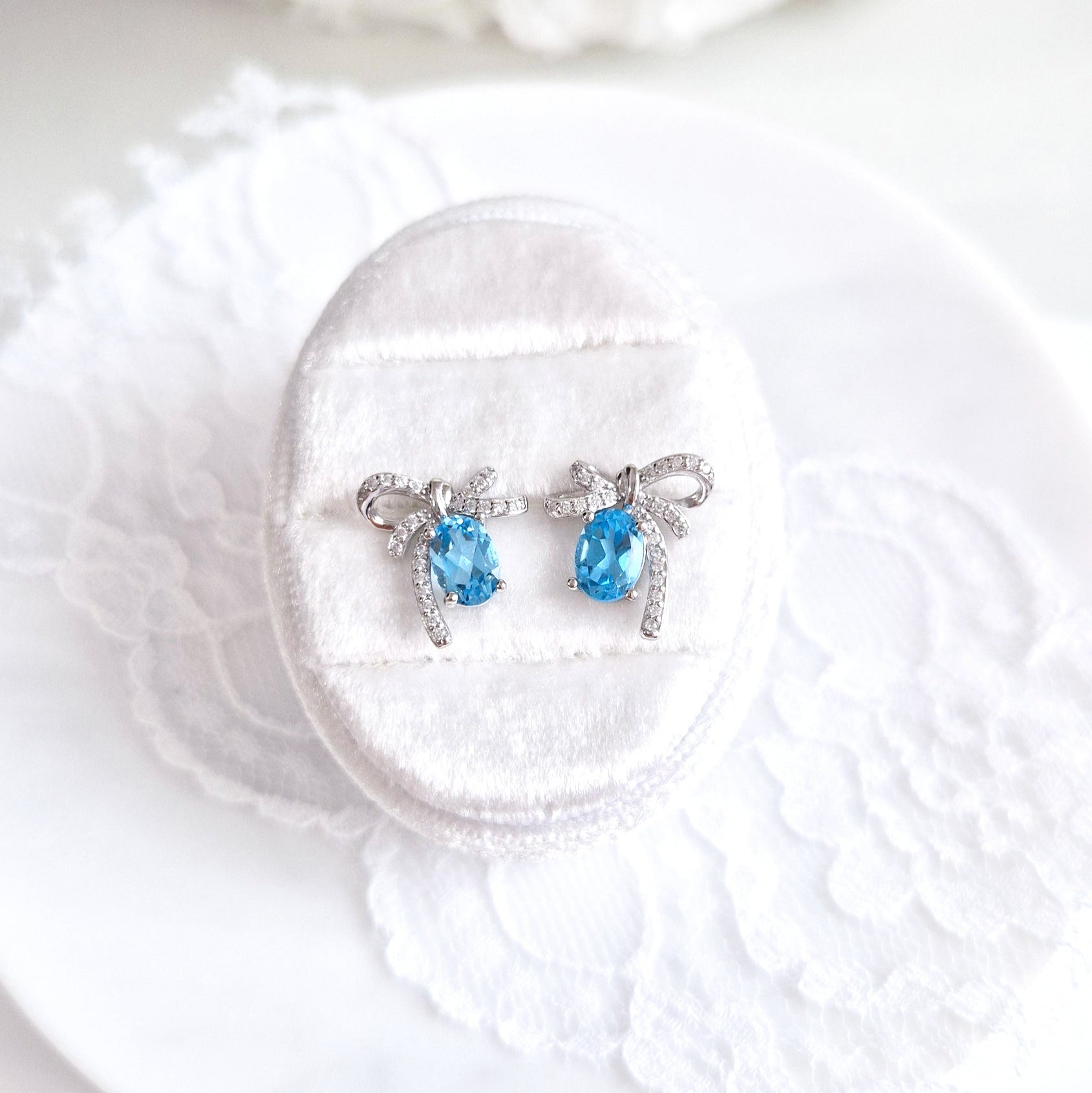 Bow studs, Schlaufen Ohrstecker, Silber Ohrringe, Clous, Boucles doreilles