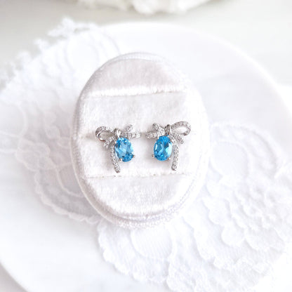 Bow studs, Schlaufen Ohrstecker, Silber Ohrringe, Clous, Boucles doreilles
