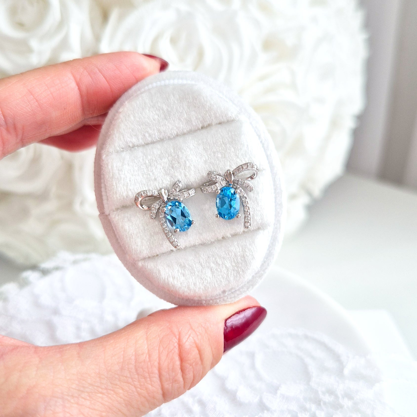 Bow studs, Schlaufen Ohrstecker, Silber Ohrringe, Clous, Boucles doreilles