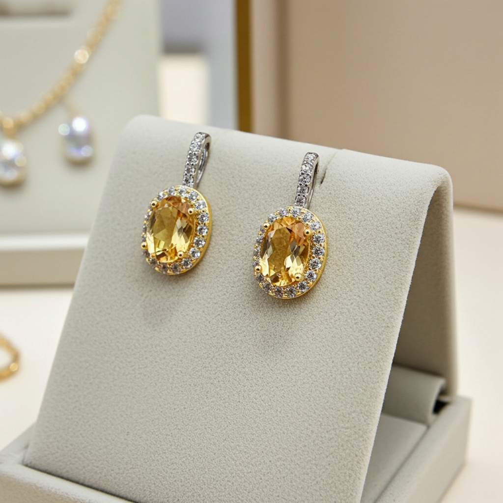 Citrin Ohrringe, Citrine Earrings, Citrin Ohrstecker, Citrine stud earrings, Citrin Schmuck kaufen, Zitrin Ohrringe, gelbe Ohrringe, yellow earrings, gold earrings, gemstone earrings, Edelstein Ohrringe
