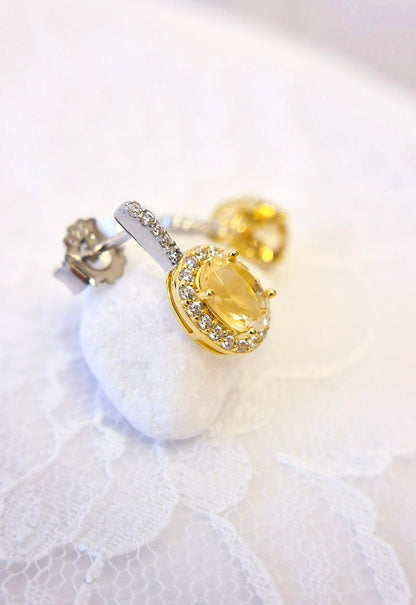 Citrin Ohrringe, Citrine Earrings, Citrin Ohrstecker, Citrine stud earrings, Citrin Schmuck kaufen, Zitrin Ohrringe, gelbe Ohrringe, yellow earrings, gold earrings, gemstone earrings, Edelstein Ohrringe