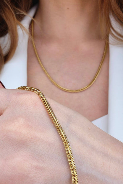 Edelstahl Halskette, stainless steel necklace, collier acier inox, collana acciaio, Gold Halskette, goldene Kette, golden necklace, gold necklace, Halskette, necklace, collana, collier, minimalistische Halskette, Minimalist necklace, Edelstahl Armband, stainless steel bracelet, Bracelet, Armband. Schmuckset, Jewelry set