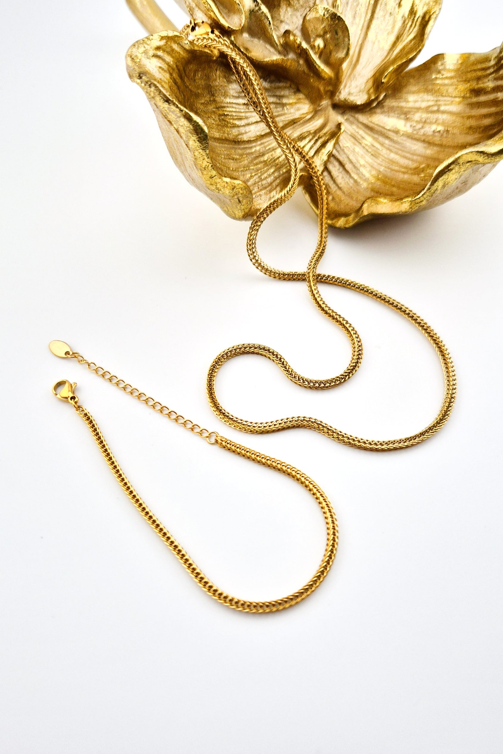 Edelstahl Halskette, stainless steel necklace, collier acier inox, collana acciaio, Gold Halskette, goldene Kette, golden necklace, gold necklace, Halskette, necklace, collana, collier, minimalistische Halskette, Minimalist necklace, Edelstahl Armband, stainless steel bracelet, Bracelet, Armband. Schmuckset, Jewelry set