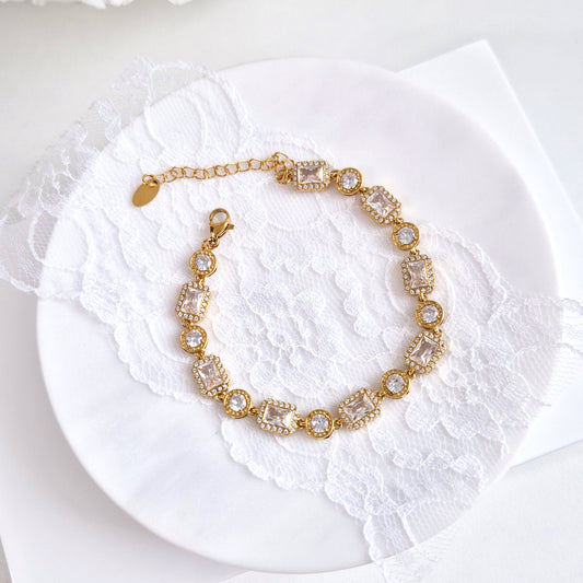 Goldenes Armband Zirkonia, Golden Bracelet Zircon, Armband, Bracelet in gold