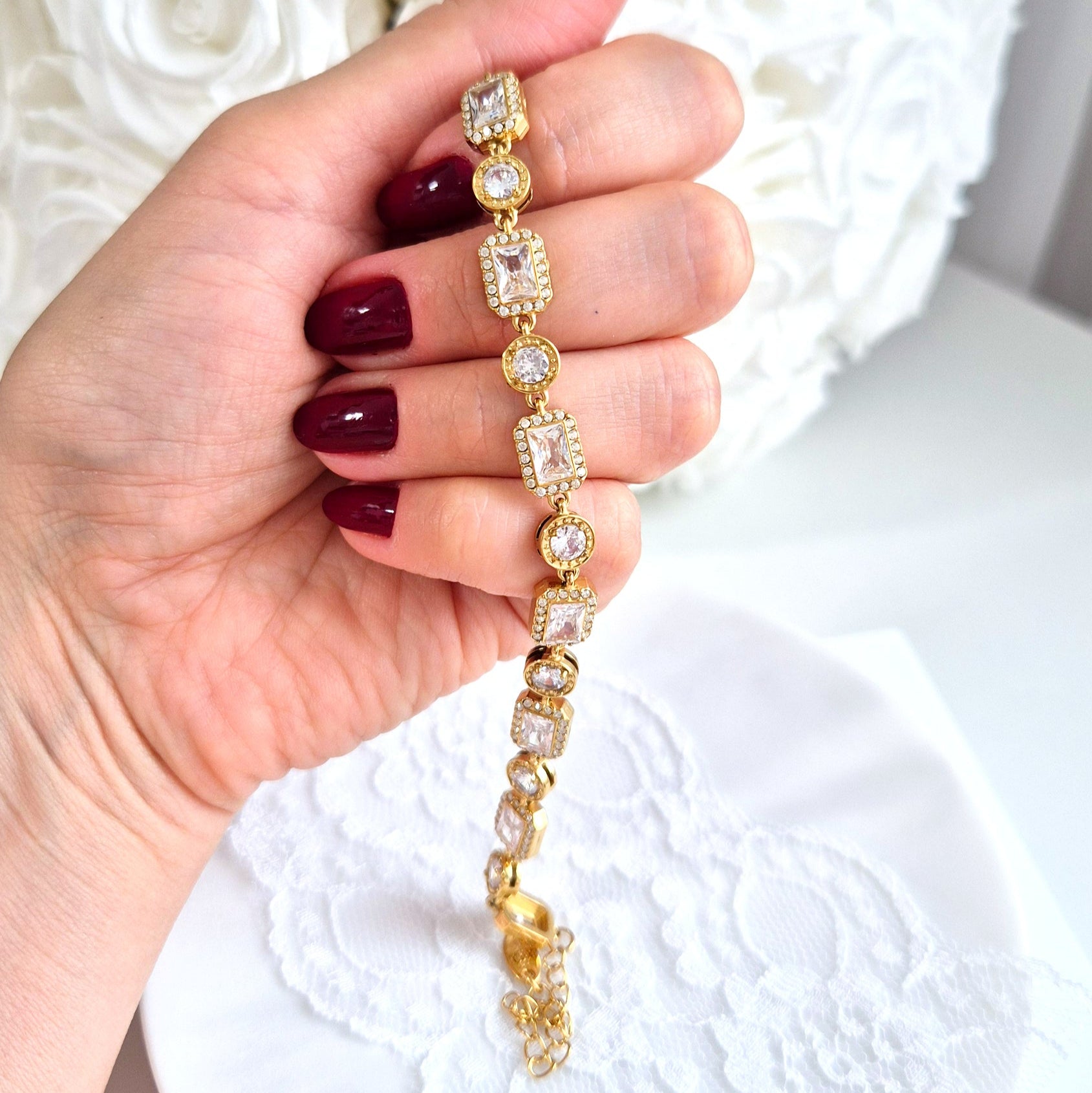 Goldenes Armband Zirkonia, Golden Bracelet Zircon, Armband, Bracelet in gold