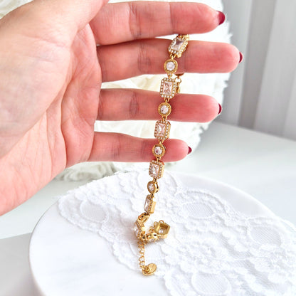 Goldenes Armband Zirkonia, Golden Bracelet Zircon, Armband, Bracelet in gold