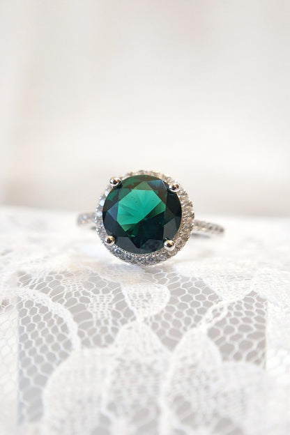 Smaragd Ring, Emerald Ring, grüner Smaragd Ring, green Emerald ring, Silberring, Silber Ring, Fingerring Smaragd, Fingerring, grüner Ring, Edelsteinring, Gemstone Ring, green ring, Ring Emaerald, halo ring, emerald halo ring, silver ring
