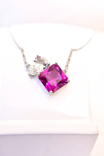 Edelstein Halskette, gemstone necklace, toi et moi necklace, toi et moi, Rosa Saphir Halskette, Silberkette, Silber Halskette, Damen Halskette, hot pink sapphire necklace, pink sapphire neckalce, sapphire necklace, Saphir Kette, Anhänderkette, pendant necklace, Rosegold Kette, rose-gold necklace, topas Halskette, topaz necklace, Silber Halskette mit Saphir Ahänger