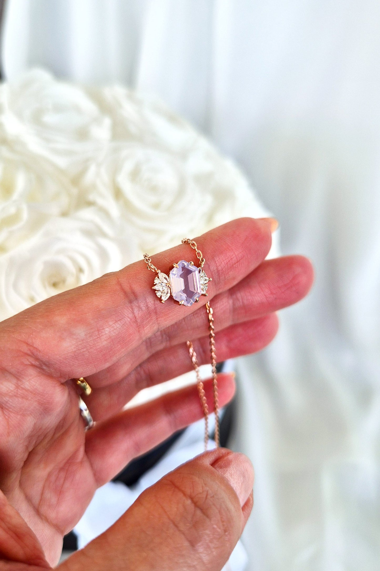 Lavendelquarz Halskette, Lavendel Quarz Kette, Lavender quartz necklace, lavender quartz, Lavendelquarz, Halskette, necklace, Collier en quartz lavande, Collana in quarzo lavanda, Rosegold Halskette, Rose gold necklace, Halskette, rosegold Kette, Collana, collier, pendant necklace, lavender necklace, Lavendel Halskette