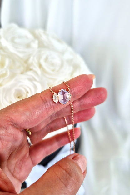 Lavendelquarz Halskette, Lavendel Quarz Kette, Lavender quartz necklace, lavender quartz, Lavendelquarz, Halskette, necklace, Collier en quartz lavande, Collana in quarzo lavanda, Rosegold Halskette, Rose gold necklace, Halskette, rosegold Kette, Collana, collier, pendant necklace, lavender necklace, Lavendel Halskette