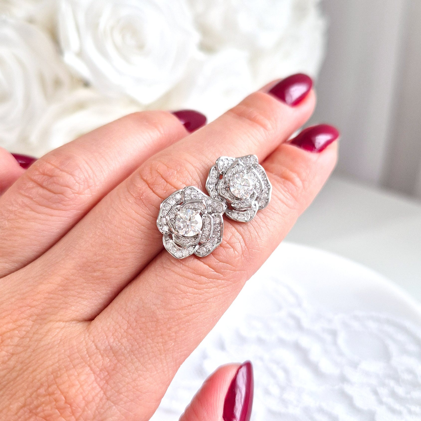 Moissanite stud earrings, Moissanit Ohrstecker, Ohrringe, boucles doreilles, clous, orecchini