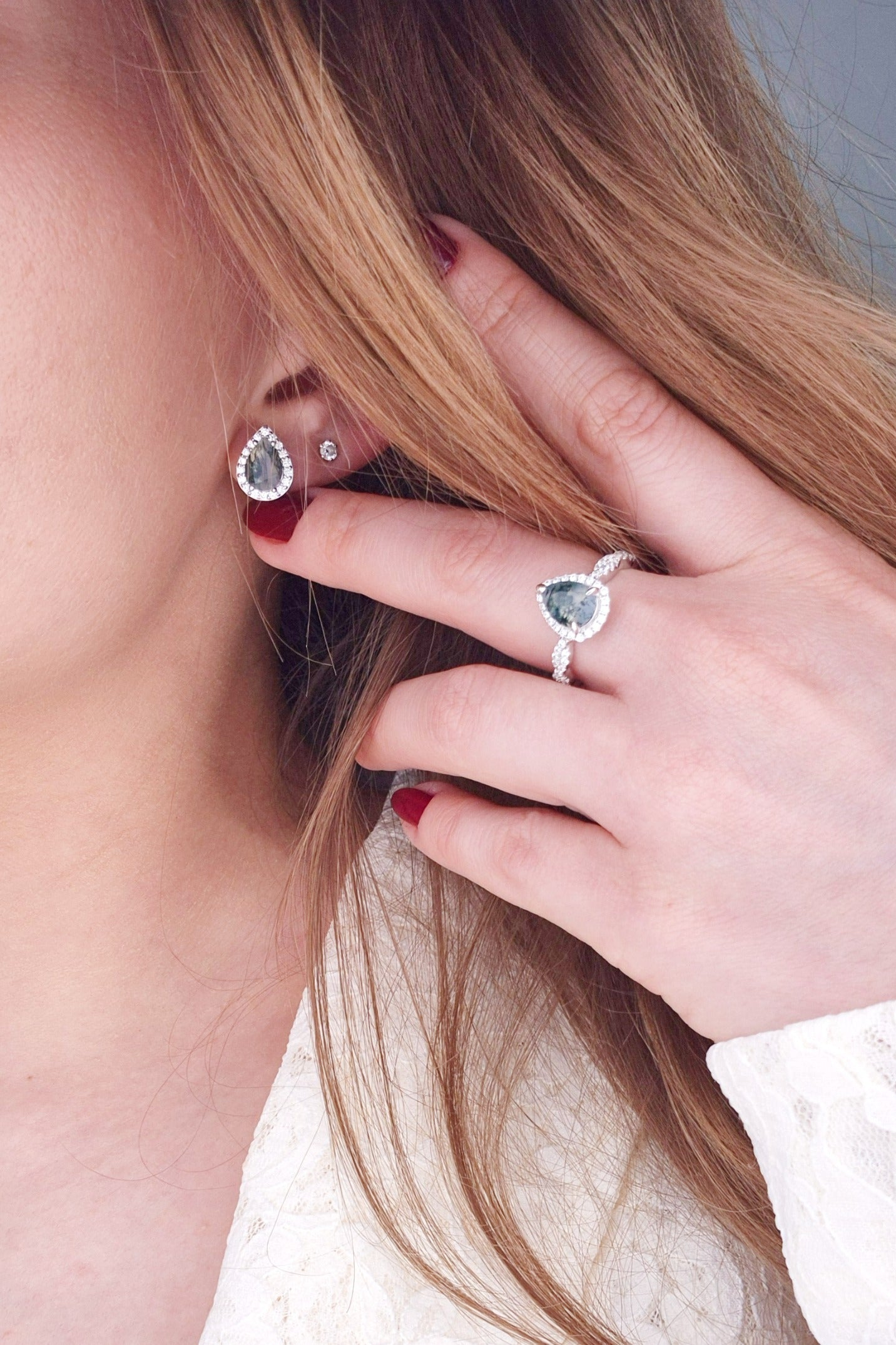 Moosachat Ohrringe, Silber Ohrringe mit Moosachat Edelstein, moss agate earrings, Boucles d'oreilles, Moosachat, Moosachat Ohrstecker, Agate Earrings, Silver earrings, Silber Ohrringe mit grünem Stein, Moosachat Ring, grüner Ring, Edelstein Ring Moosachat, Halo Ring Silver ring, Moss agate ring