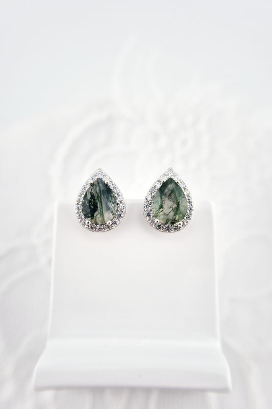 Moosachat Ohrringe, Silber Ohrringe mit Moosachat Edelstein, moss agate earrings, Boucles d'oreilles, Moosachat, Moosachat Ohrstecker, Agate Earrings, Silver earrings, Silber Ohrringe mit grünem Stein