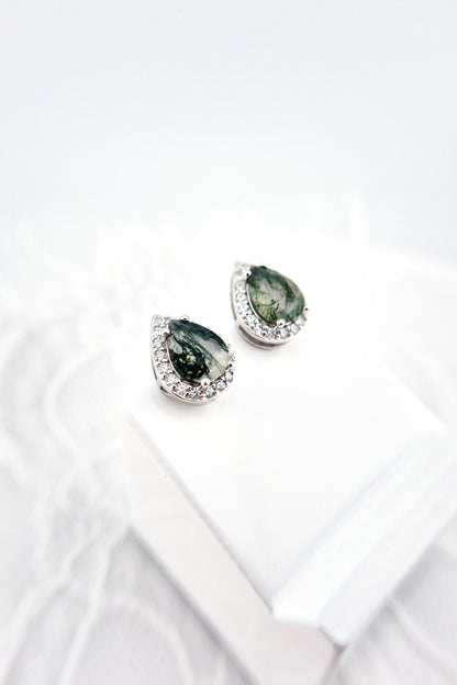 Moosachat Schmuckset, Moss Agate Jewelry Set, Silber Schmuckset, silver jewelry set, Moosachat Ring, Moosachat Halskette, Moosachat Kette, Moosachat Ohrringe, Moosachat Ohrstecker, moss agate ring, moss agate necklace, moss agate pendant necklace, moss agate earrings, moss agate studs, halo jewelry, halo ring, alo earrings, halo penadant, Silber Ohrringe, Silber Ohrstecker, Silber Ring, Silber Halskette, silver ring, silver earrings, silver necklace