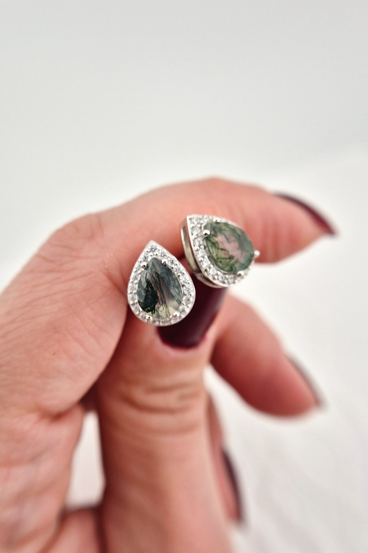 Moosachat Ohrringe, Silber Ohrringe mit Moosachat Edelstein, moss agate earrings, Boucles d'oreilles, Moosachat, Moosachat Ohrstecker, Agate Earrings, Silver earrings, Silber Ohrringe mit grünem Stein