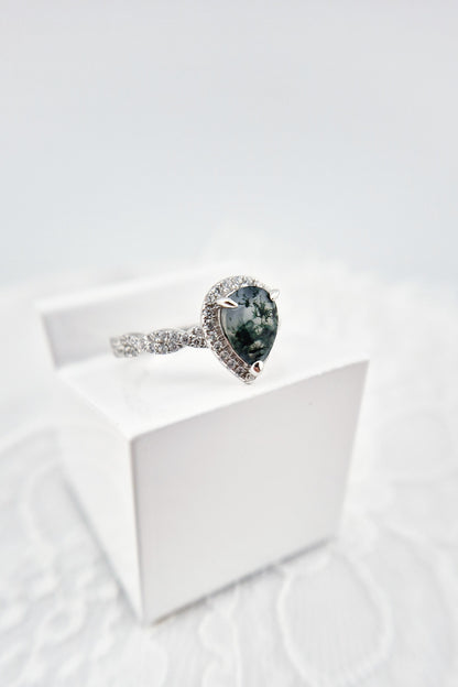 Moosachat Ring, Silber Ring mit Moosachat, Moss agate ring, Bague en agate mousse, Anello in agata muschiosa, Edelstein Ring, Silber RIng mit grünem Stein, Silver ring with green stone, green stone ring