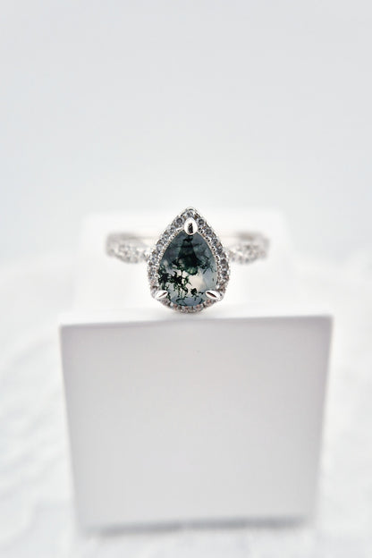 Moosachat Ring, Silber Ring mit Moosachat, Moss agate ring, Bague en agate mousse, Anello in agata muschiosa, Edelstein Ring, Silber RIng mit grünem Stein, Silver ring with green stone, green stone ring