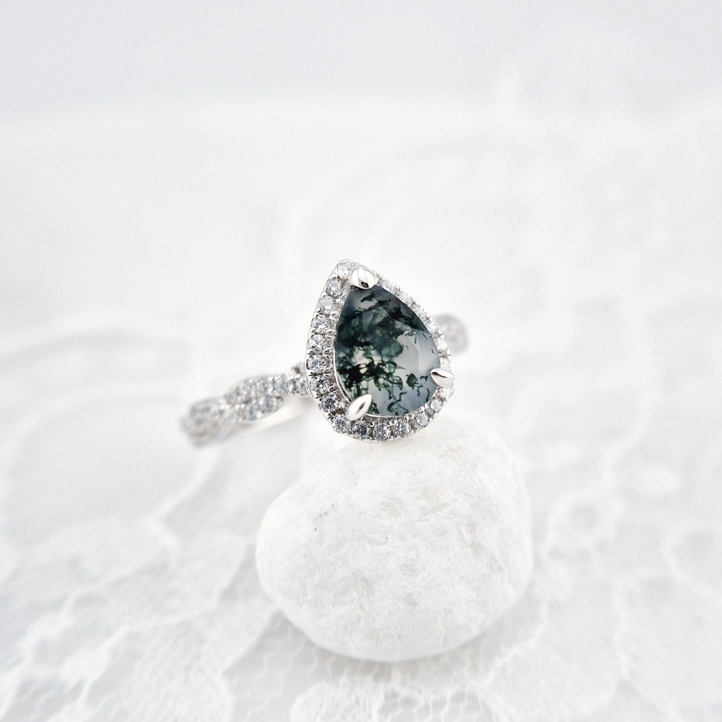 Moosachat Ring, Silber Ring mit Moosachat, Moss agate ring, Bague en agate mousse, Anello in agata muschiosa, Edelstein Ring, Silber RIng mit grünem Stein, Silver ring with green stone, green stone ring