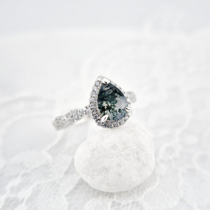 Moosachat Ring, Silber Ring mit Moosachat, Moss agate ring, Bague en agate mousse, Anello in agata muschiosa, Edelstein Ring, Silber RIng mit grünem Stein, Silver ring with green stone, green stone ring