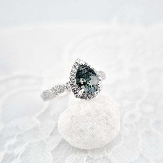 Moosachat Ring, Silber Ring mit Moosachat, Moss agate ring, Bague en agate mousse, Anello in agata muschiosa, Edelstein Ring, Silber RIng mit grünem Stein, Silver ring with green stone, green stone ring