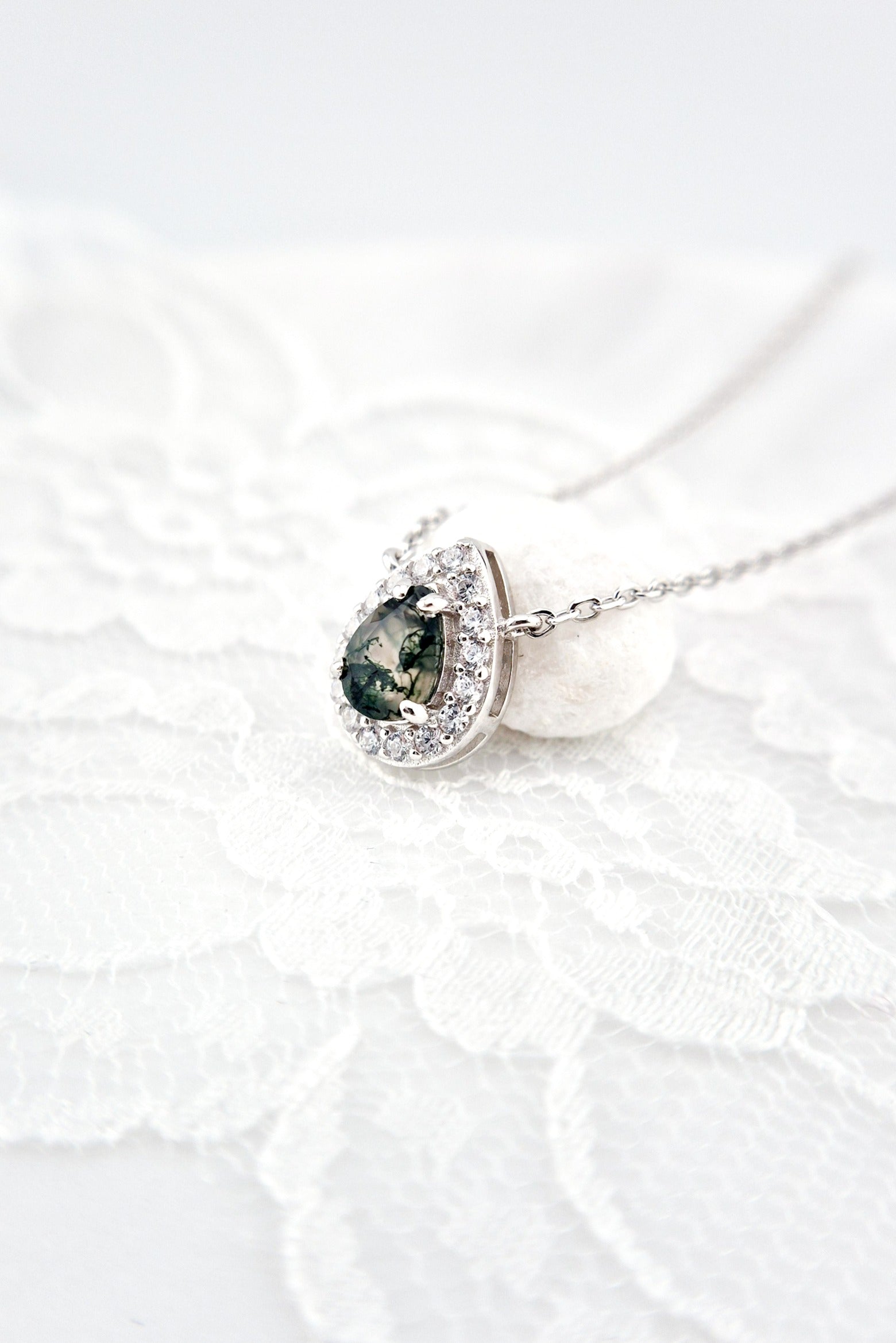 Moosachat Kette, Moosachat Halskette, Moss agate necklace, Silber Kette mit grünem Achat Anhänger, Achat pendant, green pendant necklace, green necklace, silver necklace, Silber Kette mit grünem Anhänger