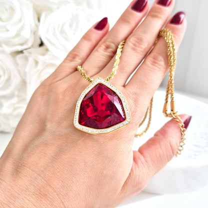 Red Stone necklace, Halskette mit rotem Stein, Edelstein Kette, Anhänger Halskette