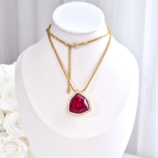 Red Stone necklace, Halskette mit rotem Stein, Edelstein Kette, Anhänger Halskette