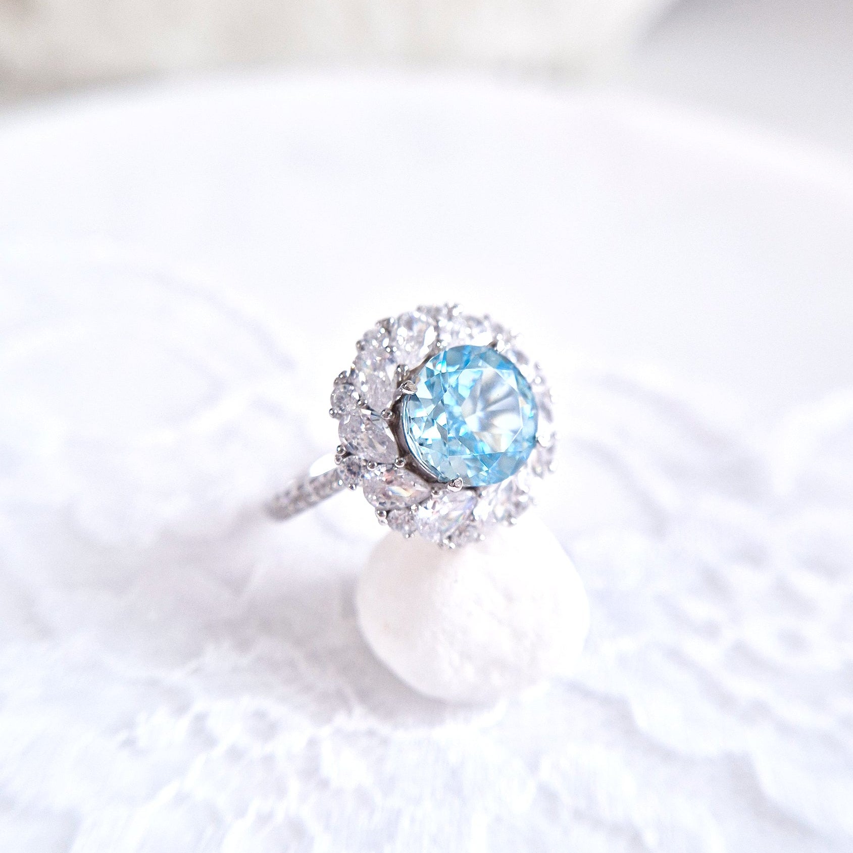 Ring Zirkonia Eis blau, Zirkonia Ring, Silberring, Damenring, Ring, Bague, ring cz blue, boue zirconia, anello, anello blu