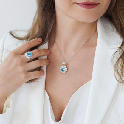 Ring Zirkonia Eis blau, Zirkonia Ring, Silberring, Damenring, Ring, Bague, ring cz blue, boue zirconia, anello, anello blu