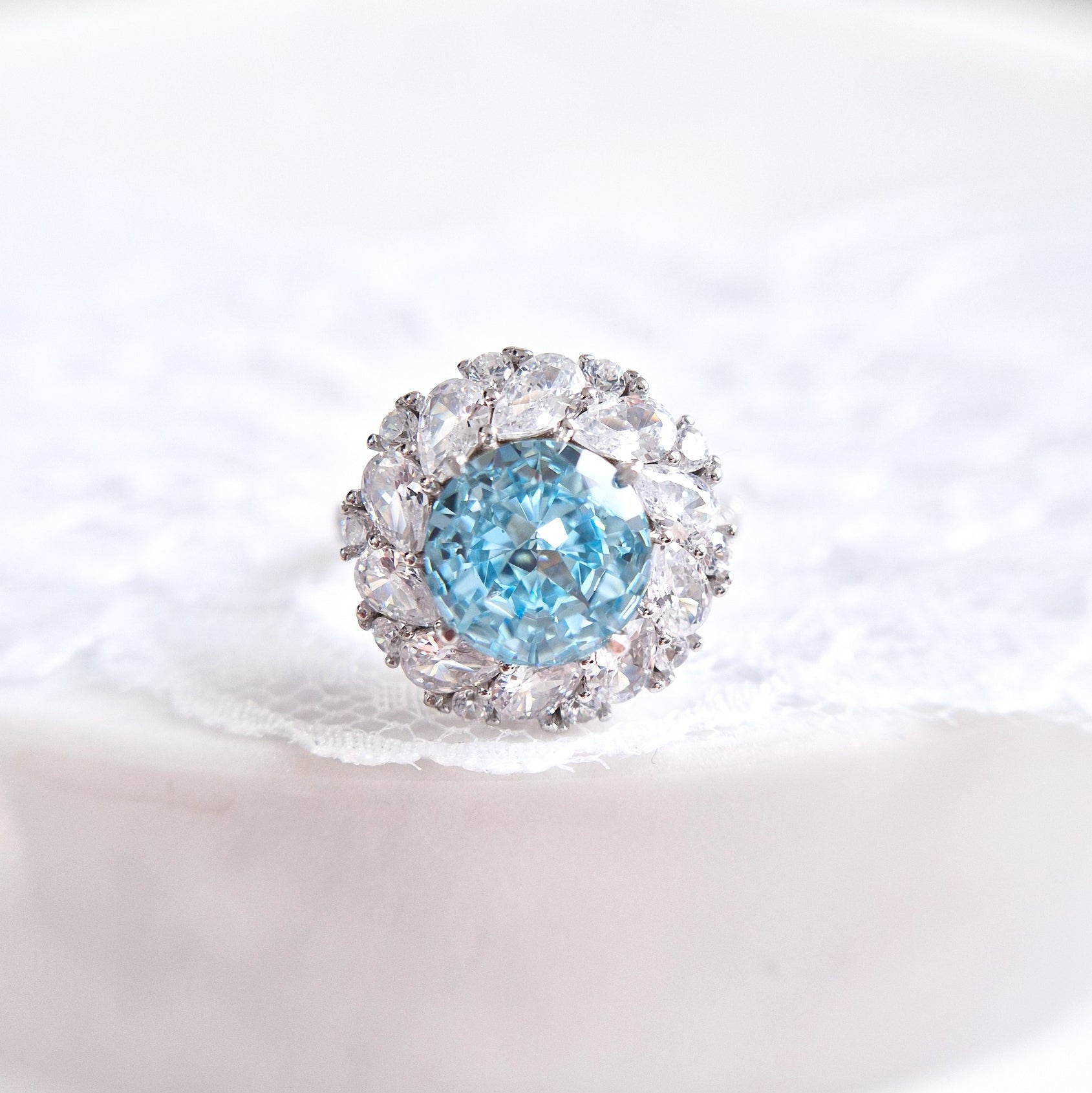 Ring Zirkonia Eis blau, Zirkonia Ring, Silberring, Damenring, Ring, Bague, ring cz blue, boue zirconia, anello, anello blu