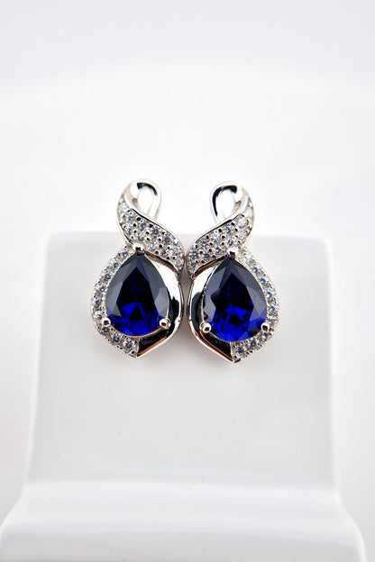 Saphir Ohrringe, Sapphire Earrings, Saphir Ohrstecker mit blauem Edelstein, Edelstein Ohrringe, Silber Ohrringe, Saphir Schmuck, Blau Saphir